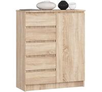 Commode AKORD K80 Chêne Sonoma 80 cm 1 porte 5 tiroirs 3 étagères 80x35x97 cm