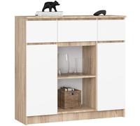 Akord Commode 2 Portes 3 Tiroirs 1 Petite Porte Chêne Sonoma/Blanc 101X35X98