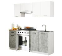 AKORD | KüchenmöbelSet 1.8m | Küche Komplett | Kitchen Cabinet Set | Küchenschränke | Standschränke | Hängeschränke | Schubladen | Untertischschrank | Weiß & Beton Front