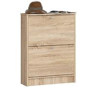 AKORD Meuble à Chaussures de Rangement avec 2 Range-Chaussures | Commode | Meuble Chaussure Entree | Gain de Place | L60 x H80 x P20 cm, 21 kg | Chêne Sonoma