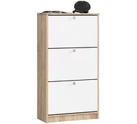 AKORD Meuble à Chaussures de Rangement avec 3 Range | Commode | Meuble Chaussure Entree | Gain de Place | L60 x H113 x P28,5 cm, Poids 29 kg | Chêne Sonoma/Blanc