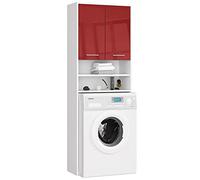 AKORD Meuble Buanderie Machine à Laver | L64 x H180 x P30 cm Poids 30 kg | Meuble pour Lave Linge avec Étagère 2 Portes 2 Casiers de Rangement Machine a Laver | Meubles de Salle de Bain