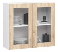 Akord Meuble haut de cuisine vitrine - Blanc chêne sonoma