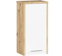 AKORD Meuble Haut WC Suspendu | Fin L30 | 1 Porte | Etagere Murale | Commode Salle de Bain | Armoire | Rangement | L30 x H60 x P22,5 cm | Poids 15 kg | Chêne Artisanal & Blanc Façade