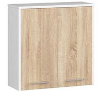 AKORD Meuble Haut WC Suspendu | Fin L60 | 2 Portes | Etagere Murale | Commode Salle de Bain | Armoire | Rangement | Toilette Mural | Placard Cuisine | 60x60x22,5 cm | Poids 18kg | Chêne Sonoma/Wenge