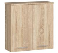 AKORD Meuble Haut WC Suspendu | Fin L60 | 2 Portes | Etagere Murale | Commode Salle de Bain | Armoire | Rangement | Toilette Mural | Placard Cuisine | L60 x H60 x P22,5 cm | 18 kg | Chêne de Sonoma