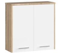 AKORD Meuble Haut WC Suspendu | Fin L60 | 2 Portes | Etagere Murale | Commode Salle de Bain | Armoire | Toilette Mural | Placard Cuisine | L60 x H60 x P22,5 cm | Poids 18 kg | Chêne Sonoma/Blanc