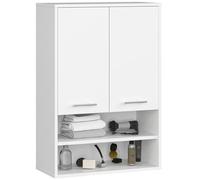 Armoire salle de bains suspendue AKORD FIN Blanche 64 cm 2 portes façade Blanche 4 étagères 64x30x94 cm