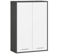 AKORD Meuble Salle de Bain Suspendu Fin 64 cm - 2 Portes, 4 Étagères - Armoire Murale 64x94x30 cm - Meuble Haut WC - Compact, Moderne - Idéal pour Petits Espaces - Gris Graphite & Blanc