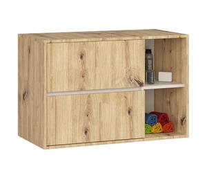 AKORD Meuble sous Vasque Salle de Bain VAMI 90 cm - sous-Lavabo Mural avec 2 Tiroirs - Rangement Pratique et Élegant - pour Vasque à Poser - 90x60x45,5 cm - Chêne Artisan & Cachemire