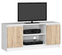 AKORD Meuble TV K-120 | Classique Meuble Télé | Banc TV | Moderne Meuble Television | H55 x L120 x P40 cm, Poids 30 kg | Couleur: Blanc/Chêne Sonoma