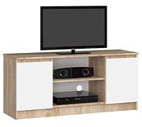 AKORD Meuble TV K-120 | Classique Meuble Télé | Banc TV | Moderne Meuble Television | H55 x L120 x P40 cm, Poids 30 kg | Couleur: Chêne Sonoma/Blanc