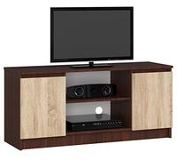 AKORD Meuble TV K-120 | Classique Meuble Télé | Banc TV | Moderne Meuble Television | H55 x L120 x P40 cm, Poids 30 kg | Couleur: Wengé/Chêne Sonoma