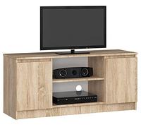 AKORD Meuble TV K-120 | Classique Meuble Télé | Banc TV | Moderne Meuble Television | H55 x L120 x P40 cm, Poids 30 kg | Couleur: Chêne Sonoma