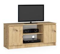 AKORD Meuble TV K-120 | Un Compartiment Ouvert | 2 étagères avec Portes Gauche et Droite | H55 x L120 x P40 cm | Poids 30 kg | Couleur : chêne Artisanal