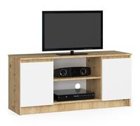 AKORD Meuble TV K-120 | Un Compartiment Ouvert | 2 étagères avec Portes Gauche et Droite | H55 x L120 x P40 cm | Poids 30 kg | Couleur : chêne Artisan