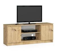 AKORD Meuble TV K-140 avec étagère Ouverte - 2 étagères avec Portes Gauche et Droite - 55 x 140 x 40 cm (H x l x P) - Poids 40 kg - Couleur : chêne Artisanal
