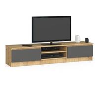 AKORD Meuble TV K-160 | Classique Meuble Télé | Banc TV | Moderne Meuble Television | H33 x L160 x P40 cm, Poids 30 kg | Couleur: Chêne Artisan/Gris Graphite