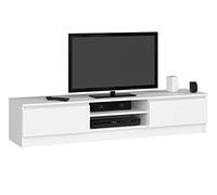 AKORD Meuble TV K-160 | Classique Meuble Télé | Banc TV | Moderne Meuble Television | H33 x L160 x P40 cm, Poids 30 kg | Couleur: Blanche