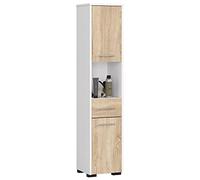 AKORD Meubles de Salle de Bain Haut | 2 Etagères avec Portes 1 Tiroir | L30 x H140 x P30 cm Poids 25 kg | Meuble Colonne Salle de Bains Rangements | sur Pied ou Mural Commode
