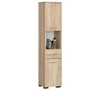 AKORD Meubles de Salle de Bain Haut | 2 Etagères avec Portes 1 Tiroir | L30 x H140 x P30 cm Poids 25 kg | Meuble Colonne Salle de Bains Rangements | sur Pied ou Mural Commode
