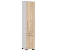 AKORD Meubles de Salle de Bain Haut | 2 Portes (Haut et Bas) | L30 x H140 x P30 cm Poids 25 kg | Meuble Colonne Salle de Bains Rangements | sur Pied ou Mural Commode