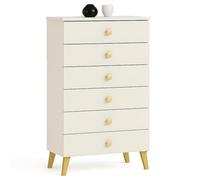AKORD MOBI Commode à 6 tiroirs, armoire pour le salon, la chambre à coucher, moderne, plateau laminé de 16 mm, 60 x 104 x 37 cm, couleur cachemire et cachemire