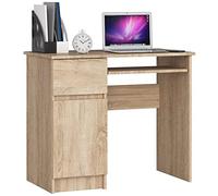 AKORD Piksel Petit Bureau avec tiroirs | Bureau d'ordinateur | Table de Bureau avec Plateau Clavier | Décoration en Bois | L 90 x H 77 x P 50 cm 30 kg | Armoire Gauche | Chêne Sonoma