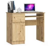 AKORD Piksel Petit Bureau avec tiroirs | Table de Bureau avec étagère pour Clavier | L90 x H77 x P50 cm 30 kg | Armoire Gauche Couleur : chêne Artisanal