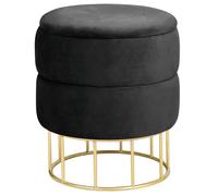 Akord Pouf-coffre rond velours - Vert foncé