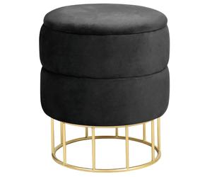 Akord Pouf-coffre rond velours - Vert foncé