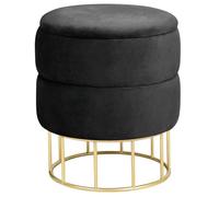 Akord Pouf-coffre rond velours - Vert foncé