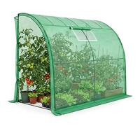 AKORD Serre Adossée de Jardin avec Châssis en Acier et Film PE Universelle, 1 Porte et 1 Fenêtre, 100x200x210 cm, Vert