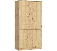 AKORD Set armoire S90 90 cm | Armoire avec 4 portes | Extension de garde-robe | Extension pour armoire | L 90 x H 180 x P 51 cm | Poids 66,6 kg | Chêne artisanal