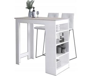Akord Table Bar Avec Tabouret Blanc Et Chêne Sonoma 115X50X103