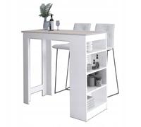 Akord Table de bar avec tabouret - Blanc et chêne Sonoma