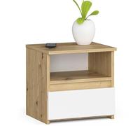 AKORD Table de Chevet avec tiroir - Commode de Chevet, Table de Chevet - Armoire de Chambre à Coucher - l 40 x H 40 x P 35 cm - Couleur : chêne Artisanal - Blanc Mat