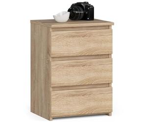 AKORD | Table de Chevet Commode CL-3 avec 3 tiroirs | pour Le Salon Chambre Armoire Bureau Bureau | Design Moderne et Fonctionnel | L40 x H57 x P35 cm, Poids 26 kg | Chêne De Sonoma