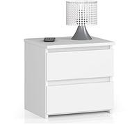 AKORD Table de chevet Picolo 2 tiroirs | Armoire de chambre | Commode de bureau | Gain de place | 40x40x35 cm | 16 mm Panneau laminé | Blanc
