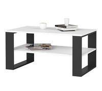 AKORD Table de Salon avec 1 étagère NOX | 92 x 45 x 53 cm | Table Basse Design Moderne | Tables Basses de Salon | Tableau Meuble de Rangement | Panneau Stratifié 16mm | Noir & Blanc