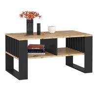AKORD Table de Salon avec 2 étagères Rockford | 92 x 45 x 53 cm | Table Basse Design Moderne | Tables Basses de Salon | Tableau Meuble de Rangement | Panneau Stratifié 16mm | Noir & Chêne Artisanal