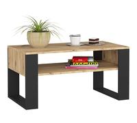 AKORD Table de Salon avec Une étagère DOMI | L92xH45xP53 cm | Table Basse Design Moderne | Tables Basses de Salon | Tableau Meuble de Rangement | Panneau Stratifié 16mm | Chêne Artisanal & Façade Noir