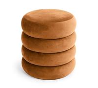 AKORD Tabouret en Velours avec Rangement SNUGGO 42 cm, Rond Ottoman, Rembourré, Repose-Pieds, 42 x 44,5 x 42 cm, pour Entrée Salon Chambre à Coucher, Coiffeuse, Cuivre