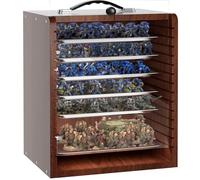 AKOZLIN Vitrine miniature pour figurines de collection miniatures avec 6 compartiments et poignée en bois - Mallette de transport miniature - Noir