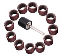 Akozon 100pcs Kit de Manchons Abrasifs Tambour De Ponçage, Tambours de Papier Verre de Ponçage Manchons Mandrel Woodworking Craft Kit de Polissage(80 Grit)