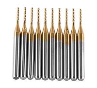 Akozon 10pcs Fraise CNC 3.175mm *1mm RevêTement en Carbure de TungstèNe Et Titane Outil de Coupe Foret Tige Droite Fraise pour Sculpture Gravure