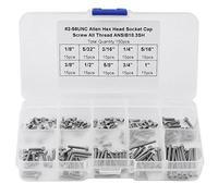 Akozon 150 PCS 9 Tailles Hex Socket tête vis Assortiment ensemble avec boîte en plastique # 2-56 UNC