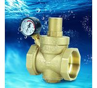 Akozon BSP DN50 Réducteur de Pression d'eau en Laiton Haute durabilité avec Débit de Jauge Réglable et sans Tuyau de Dérivation, Idéal pour les équipements d'eau du Robinet -