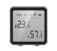 Akozon Capteur Intelligent de Température et d'humidité avec Affichage Numérique, Télécommande WiFi APP pour Chambre à Coucher Intérieure, Sous-sol, Compatible avec la Vie (BLACK)