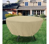 Akozon Housse de Table Ronde, Protection d'extérieur -vent pour Meubles de Patio, avec Cordon en Nylon sécurisé, pour Jardin, Pique-nique, Barbecue, Beige (Beige)